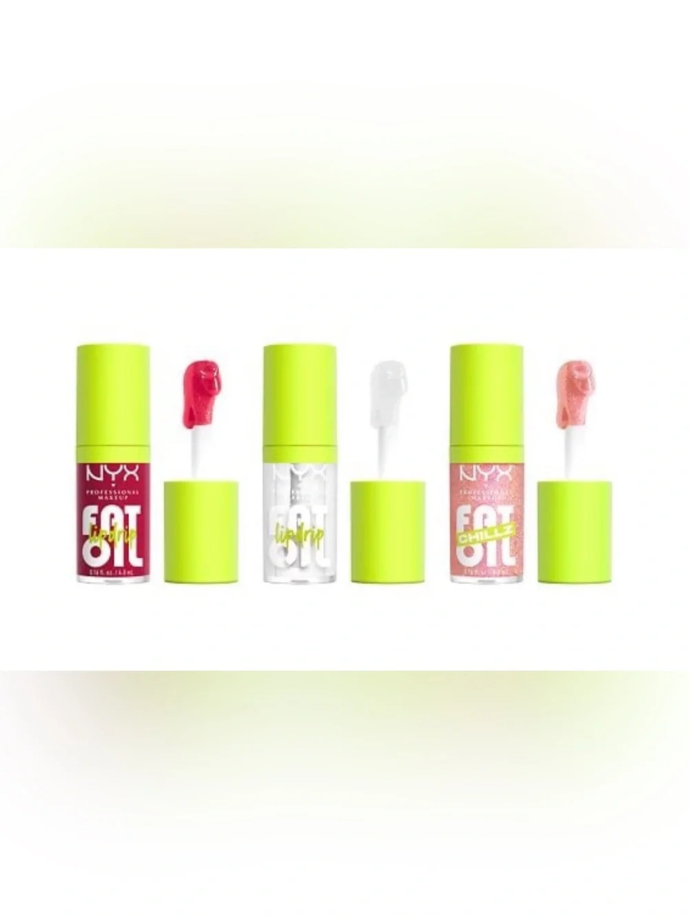 NYX Lip Oil Trio - Red, Clear, Pink Sparkle